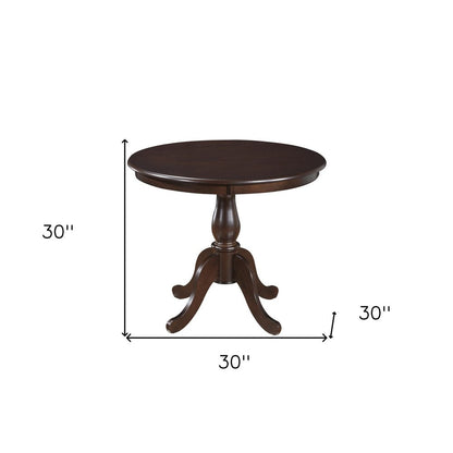 36" Espresso Rounded Solid Manufactured Wood And Solid Wood Pedestal Base Dining Table HomeRoots