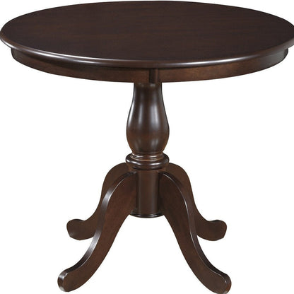 36" Espresso Rounded Solid Manufactured Wood And Solid Wood Pedestal Base Dining Table HomeRoots