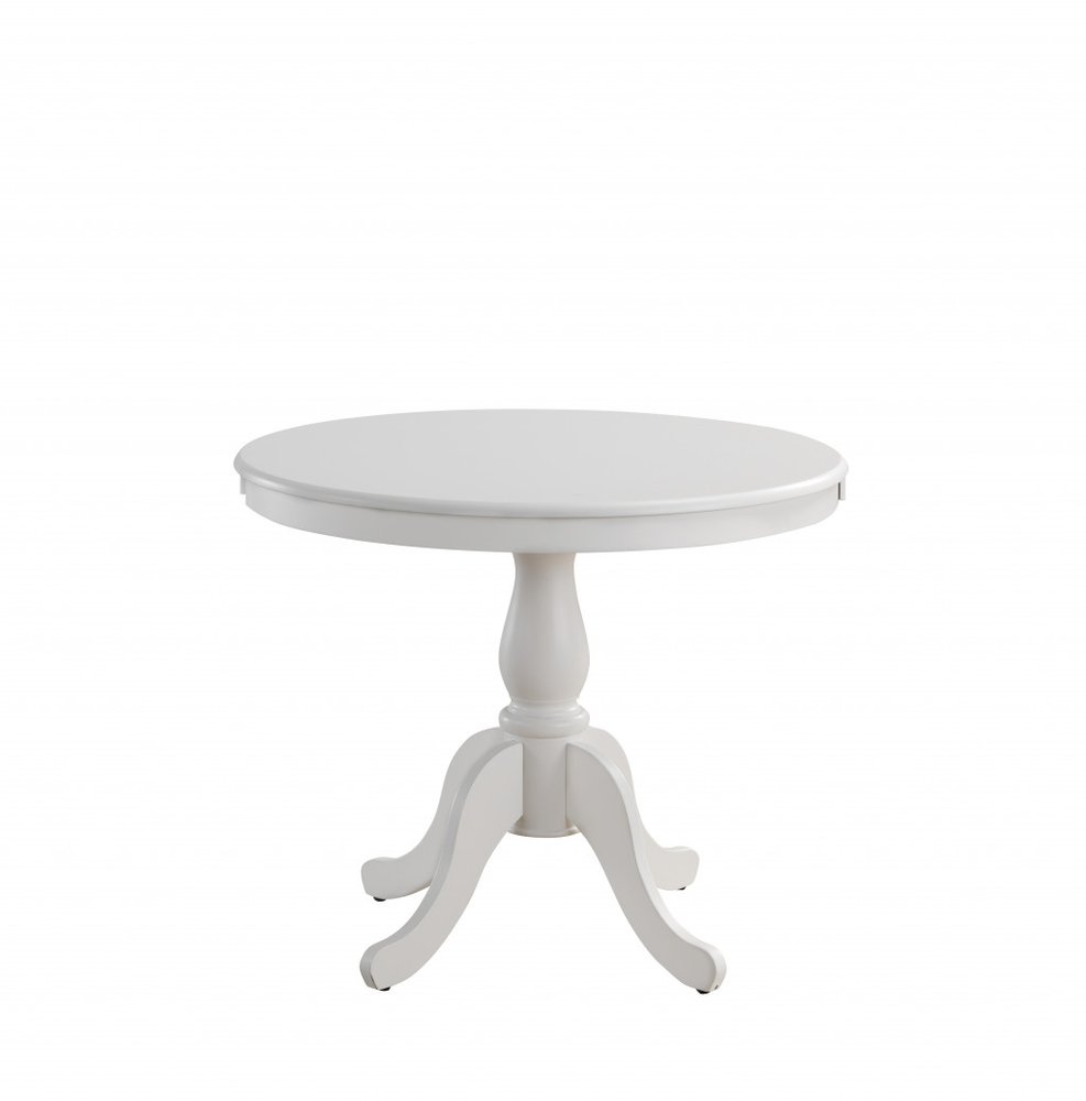 36" White Rounded Solid Manufactured Wood And Solid Wood Pedestal Base Dining Table HomeRoots