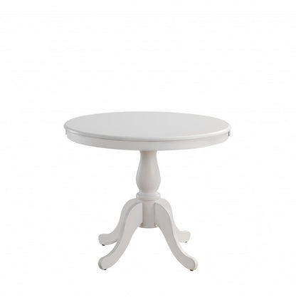 36" White Rounded Solid Manufactured Wood And Solid Wood Pedestal Base Dining Table HomeRoots