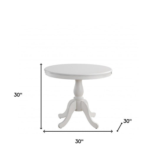 36" White Rounded Solid Manufactured Wood And Solid Wood Pedestal Base Dining Table HomeRoots