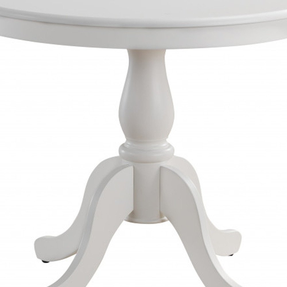 36" White Rounded Solid Manufactured Wood And Solid Wood Pedestal Base Dining Table HomeRoots