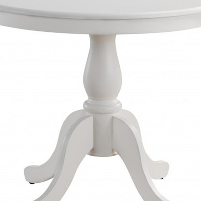 36" White Rounded Solid Manufactured Wood And Solid Wood Pedestal Base Dining Table HomeRoots
