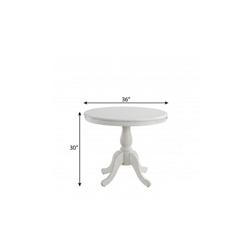 36" White Rounded Solid Manufactured Wood And Solid Wood Pedestal Base Dining Table HomeRoots