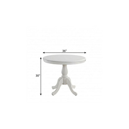 36" White Rounded Solid Manufactured Wood And Solid Wood Pedestal Base Dining Table HomeRoots