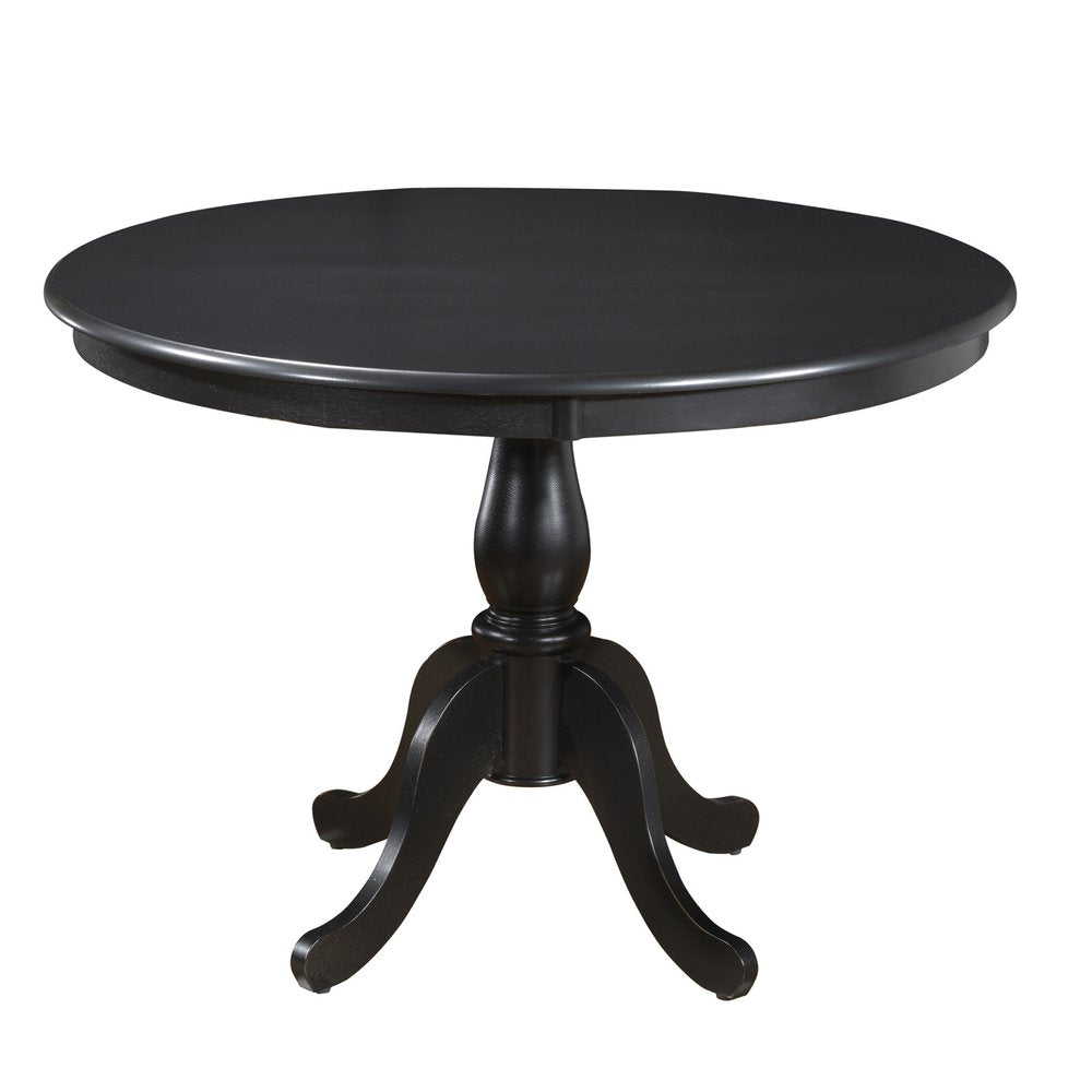 42" Black Rounded Solid Manufactured Wood And Solid Wood Pedestal Base Dining Table HomeRoots