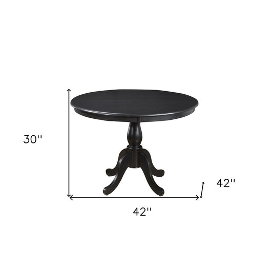 42" Black Wood Pedestal Base Round Top Dining Table HomeRoots