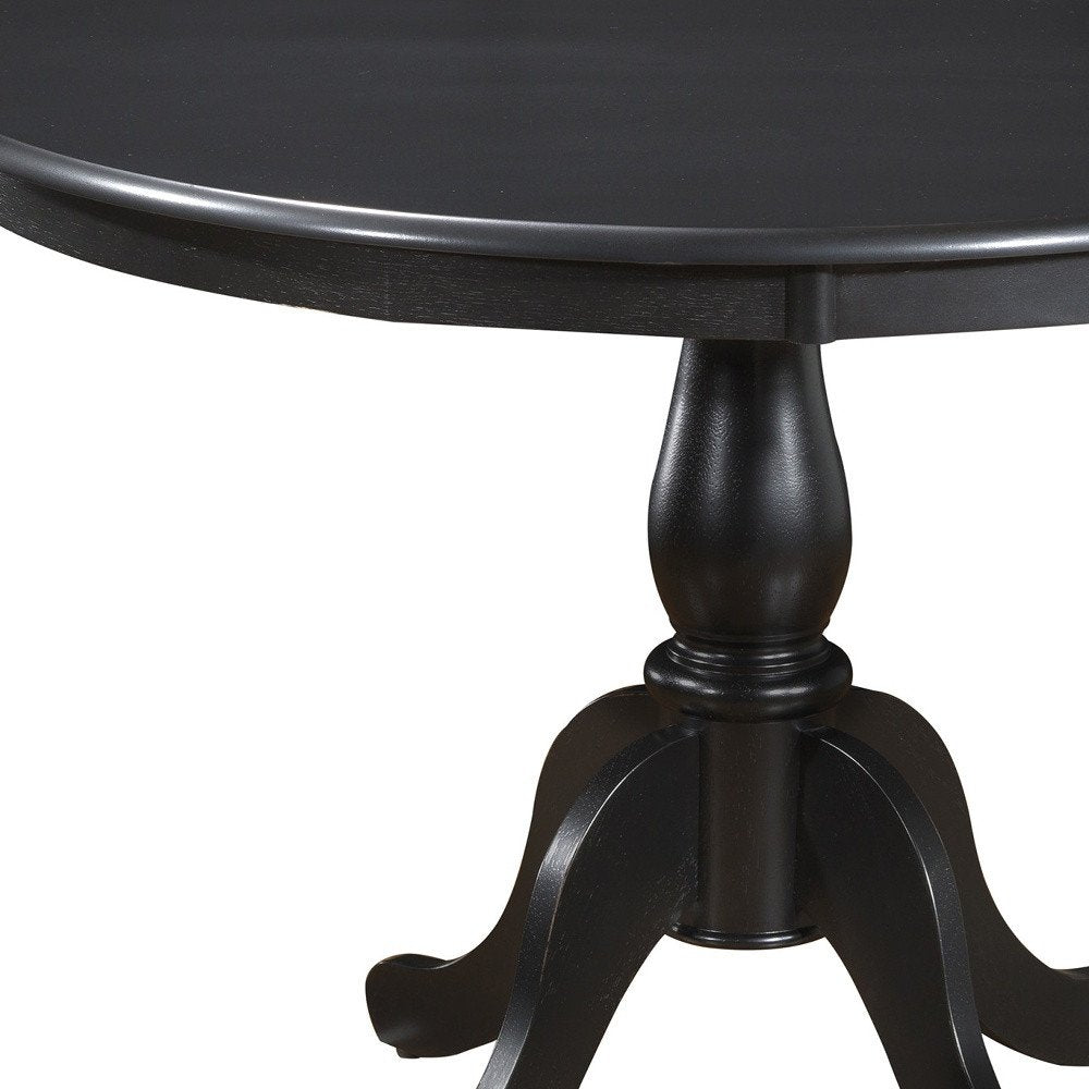 42" Black Rounded Solid Manufactured Wood And Solid Wood Pedestal Base Dining Table HomeRoots