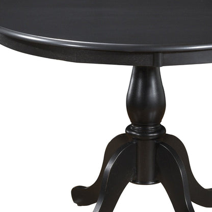 42" Black Rounded Solid Manufactured Wood And Solid Wood Pedestal Base Dining Table HomeRoots