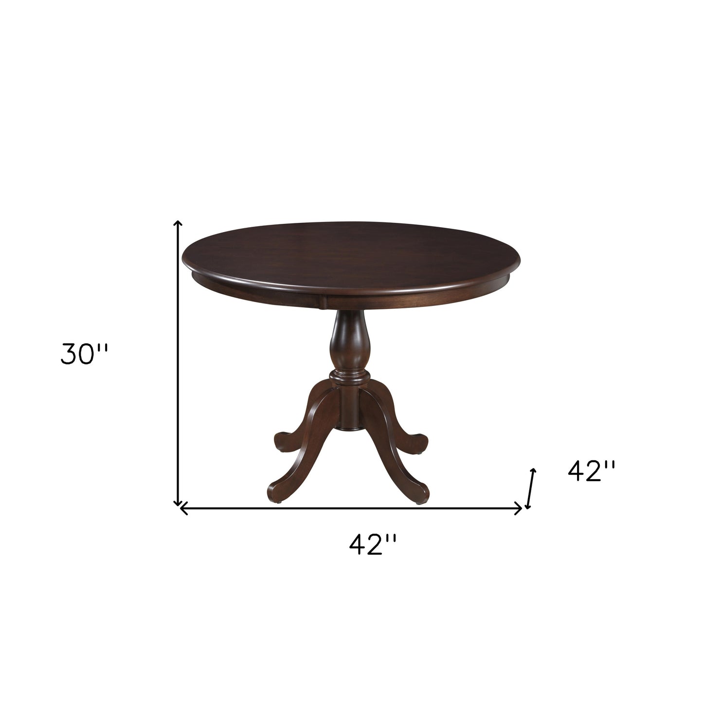 42" Espresso Rounded Solid Manufactured Wood Pedestal Base Dining Table