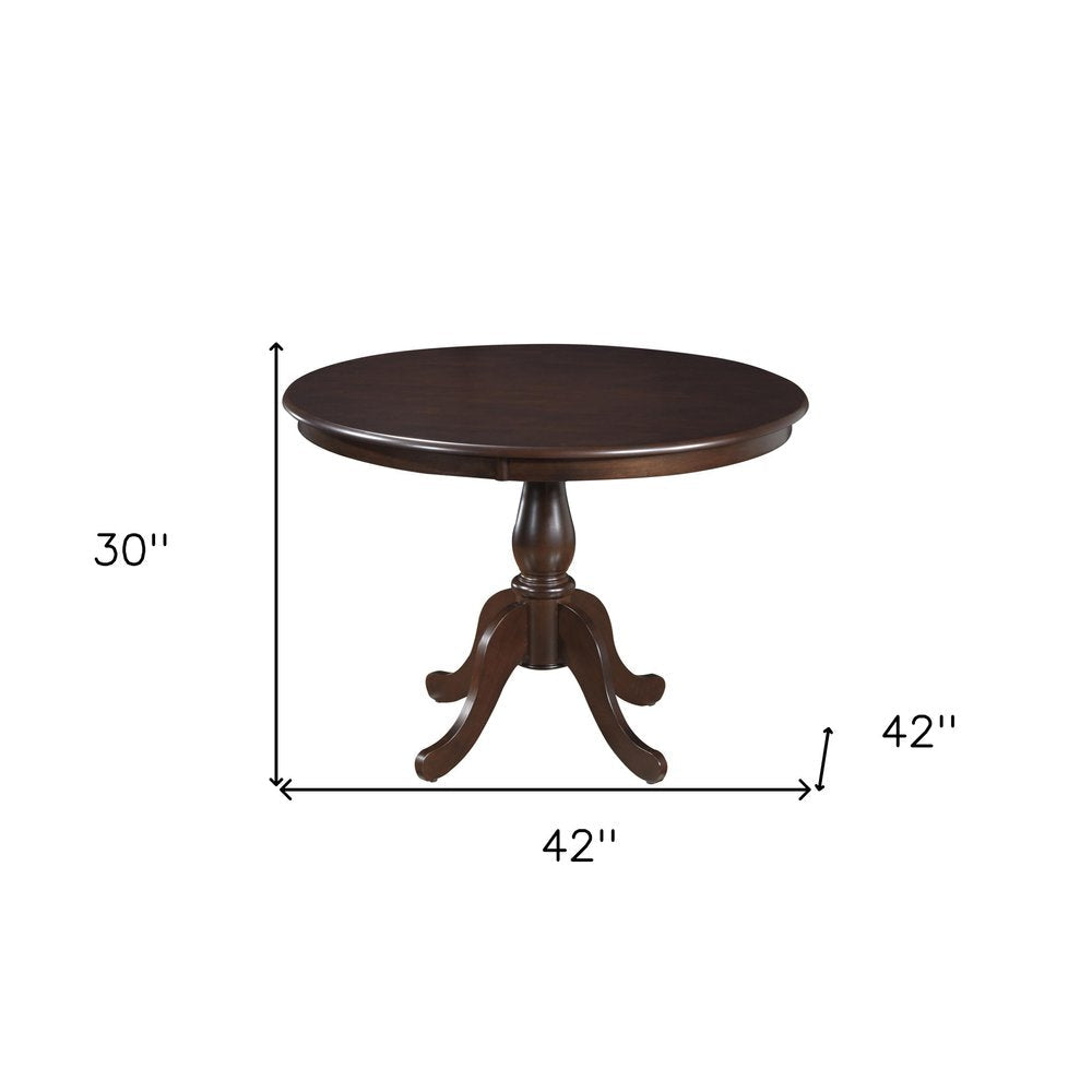 42" Espresso Rounded Solid Manufactured Wood Pedestal Base Dining Table HomeRoots