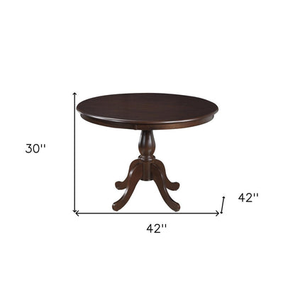 42" Espresso Rounded Solid Manufactured Wood Pedestal Base Dining Table HomeRoots
