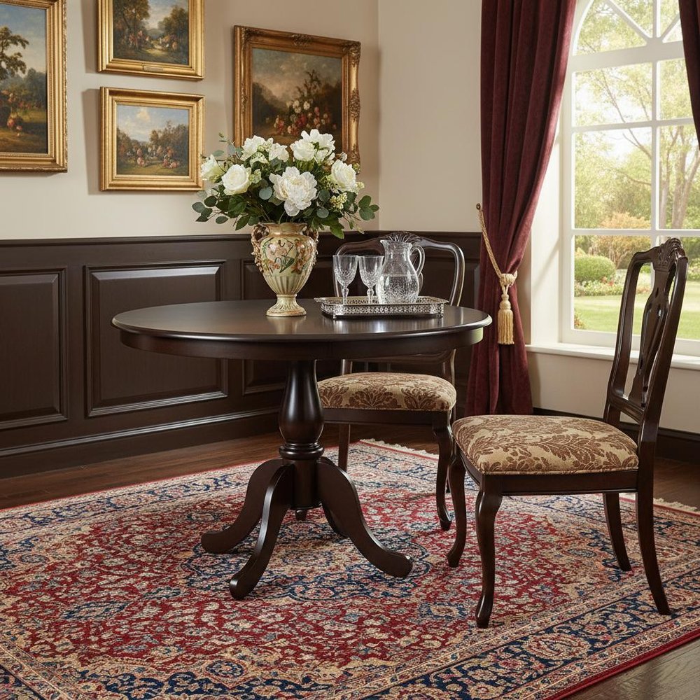 42" Espresso Rounded Solid Manufactured Wood Pedestal Base Dining Table HomeRoots