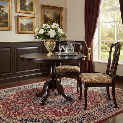 42" Espresso Rounded Solid Manufactured Wood Pedestal Base Dining Table HomeRoots