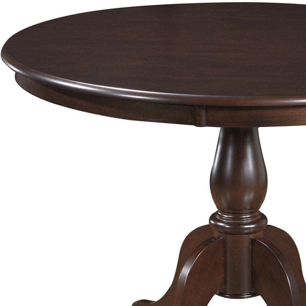 42" Espresso Rounded Solid Manufactured Wood Pedestal Base Dining Table HomeRoots