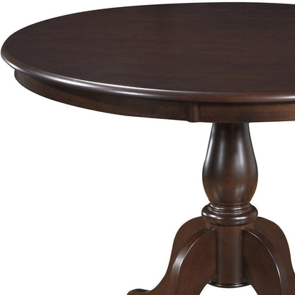 42" Espresso Rounded Solid Manufactured Wood Pedestal Base Dining Table HomeRoots
