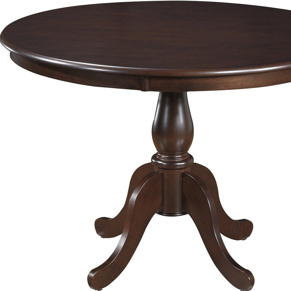 42" Espresso Rounded Solid Manufactured Wood Pedestal Base Dining Table HomeRoots