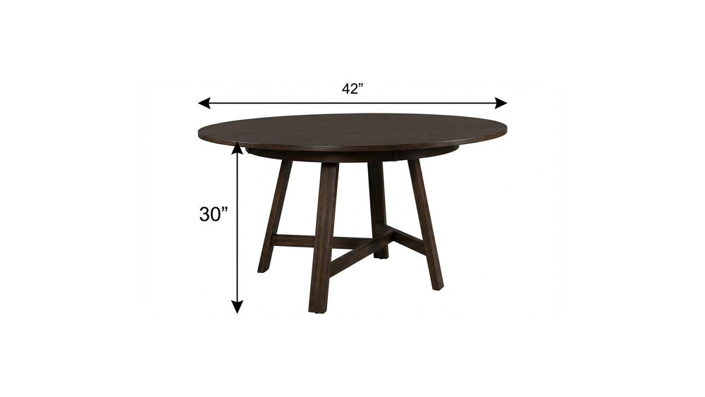 42" Espresso Rounded Solid Manufactured Wood Pedestal Base Dining Table HomeRoots