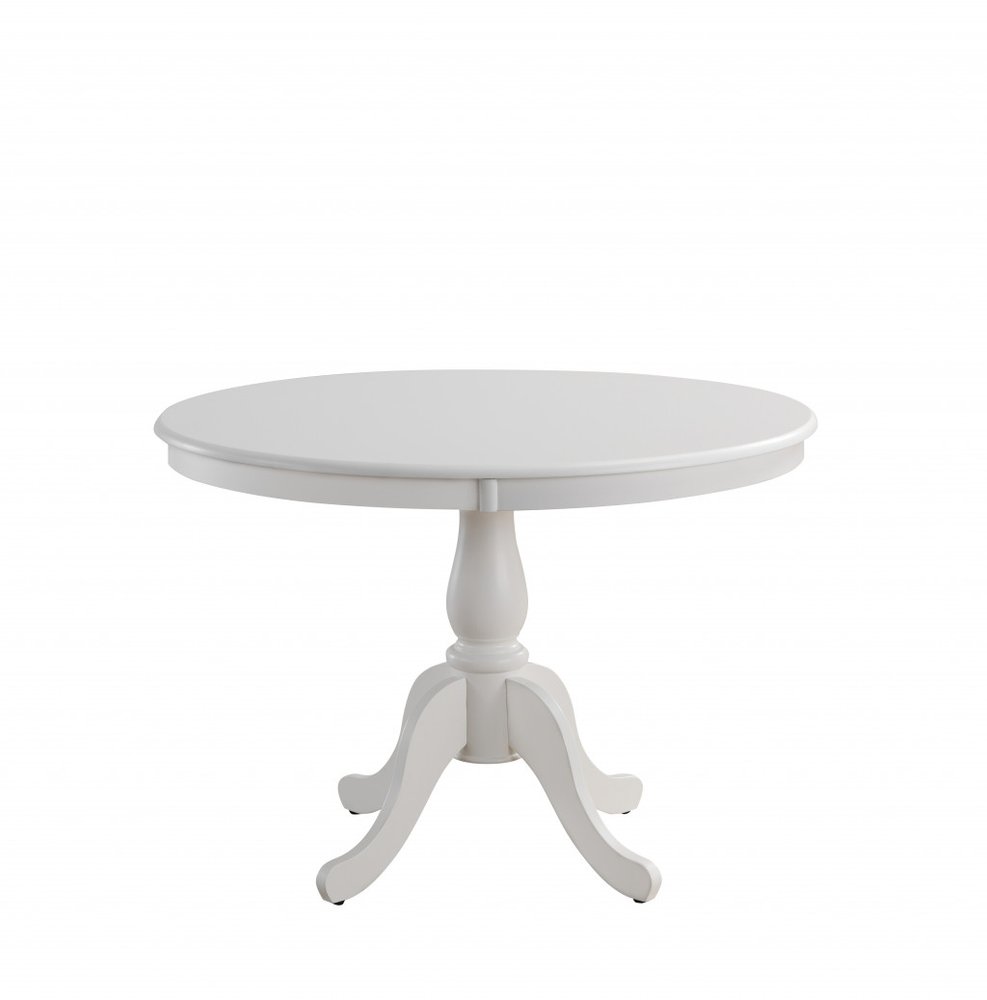 42" White Rounded Solid Manufactured Wood And Solid Wood Pedestal Base Dining Table — view 1