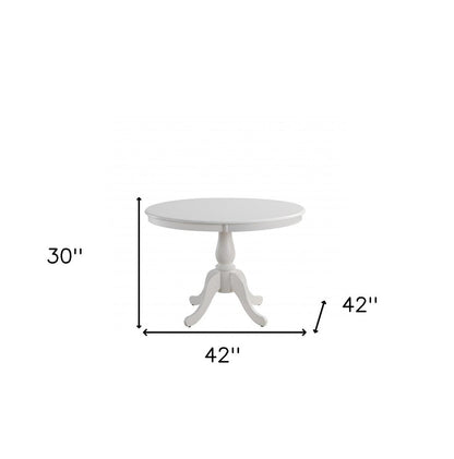 42" White Rounded Solid Manufactured Wood And Solid Wood Pedestal Base Dining Table HomeRoots