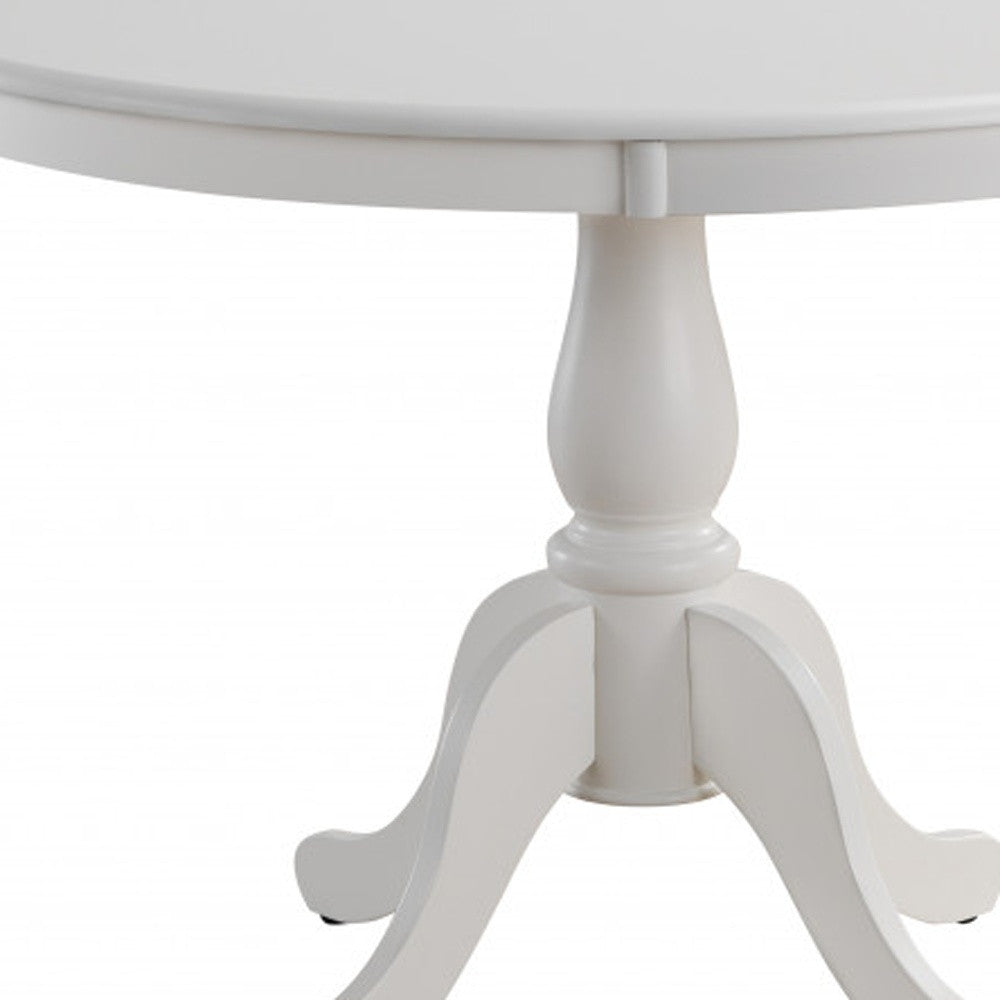 42" White Rounded Solid Manufactured Wood And Solid Wood Pedestal Base Dining Table