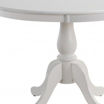 42" White Rounded Solid Manufactured Wood And Solid Wood Pedestal Base Dining Table HomeRoots