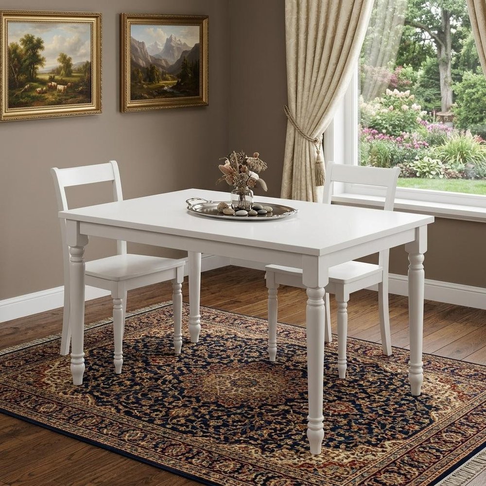 48" White Solid Wood Dining Table HomeRoots