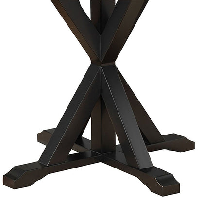 48" Black Wood Pedestal Base Round Top Dining Table HomeRoots