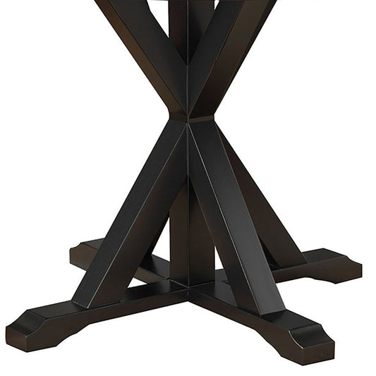 48" Black Wood Pedestal Base Round Top Dining Table