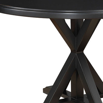 48" Black Wood Pedestal Base Round Top Dining Table HomeRoots