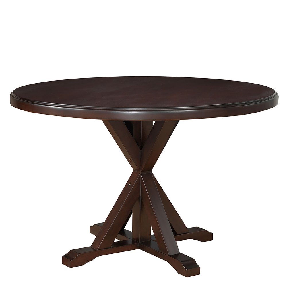 48" Espresso Rounded Solid Manufactured Wood Pedestal Base Dining Table HomeRoots