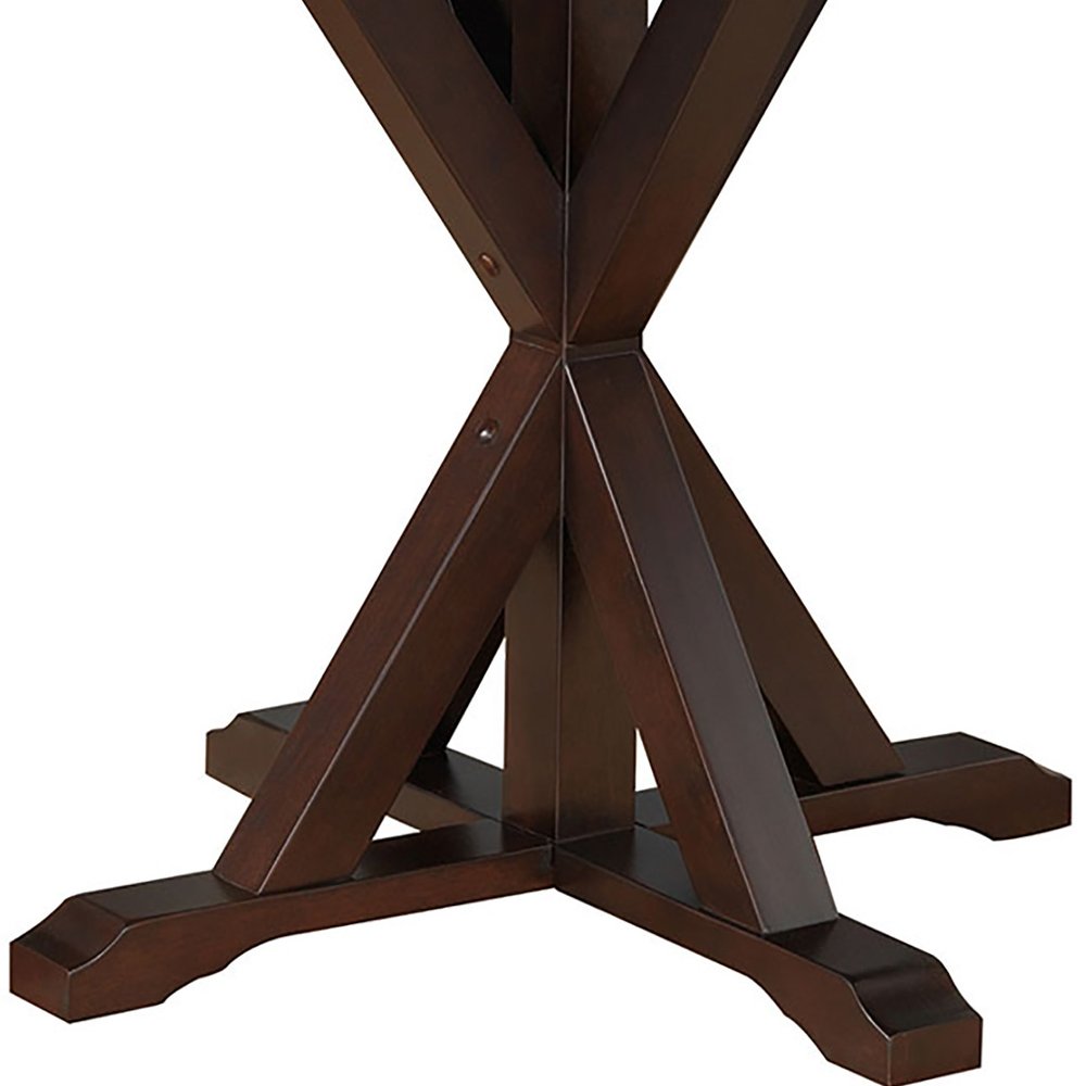 48" Espresso Rounded Solid Manufactured Wood Pedestal Base Dining Table HomeRoots