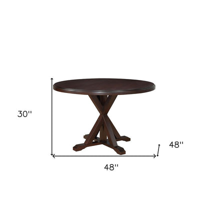 48" Espresso Rounded Solid Manufactured Wood Pedestal Base Dining Table HomeRoots