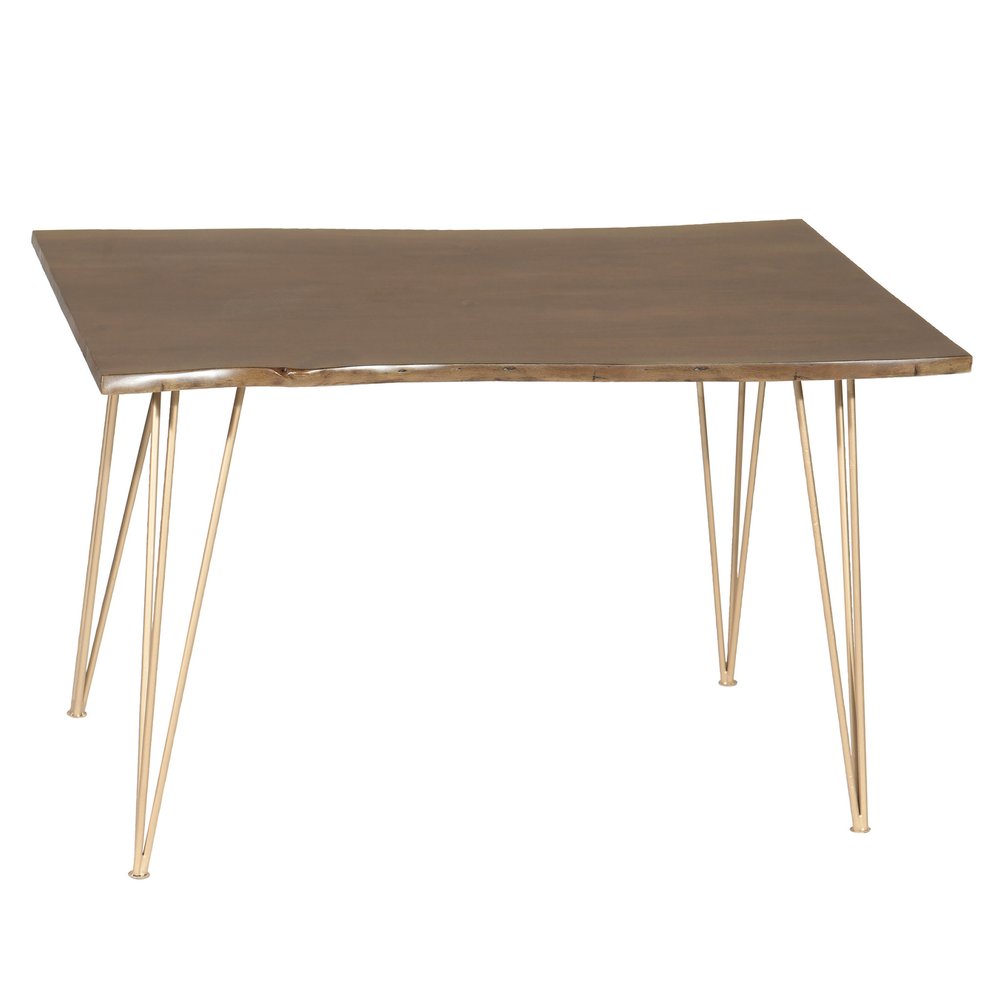 48" Brown And Gold Solid Wood And Iron Dining Table HomeRoots
