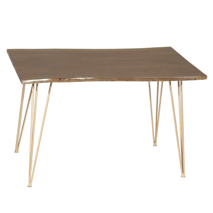 48" Brown And Gold Solid Wood And Iron Dining Table HomeRoots