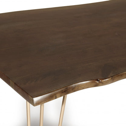 48" Brown And Gold Solid Wood And Iron Dining Table HomeRoots