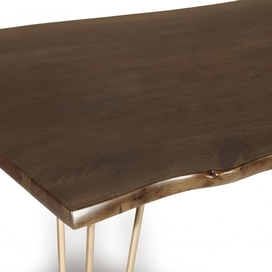 48" Brown And Gold Solid Wood And Iron Dining Table HomeRoots