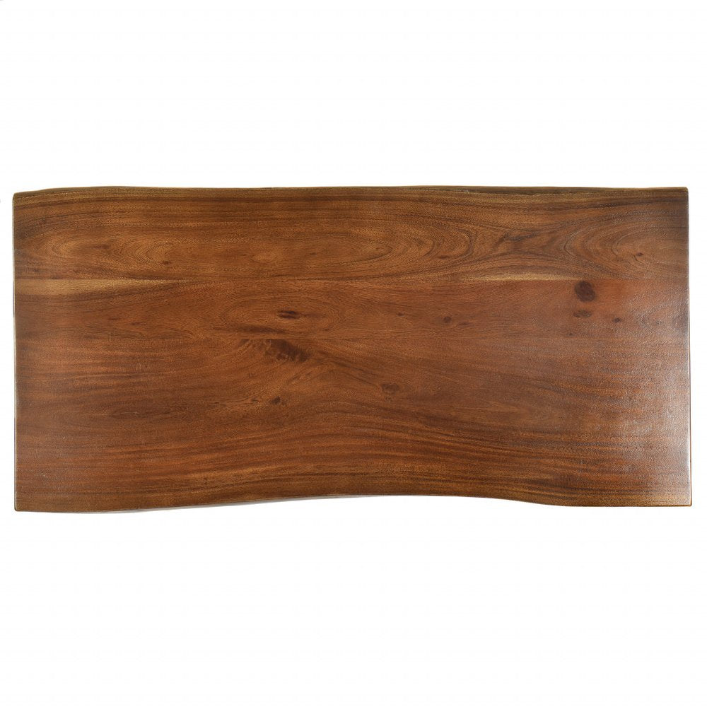 48" Brown And Gold Solid Wood And Iron Dining Table HomeRoots