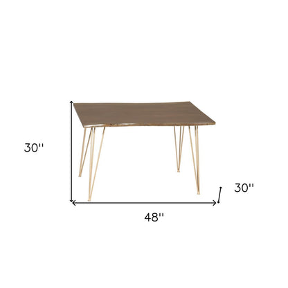 48" Brown And Gold Solid Wood And Iron Dining Table HomeRoots