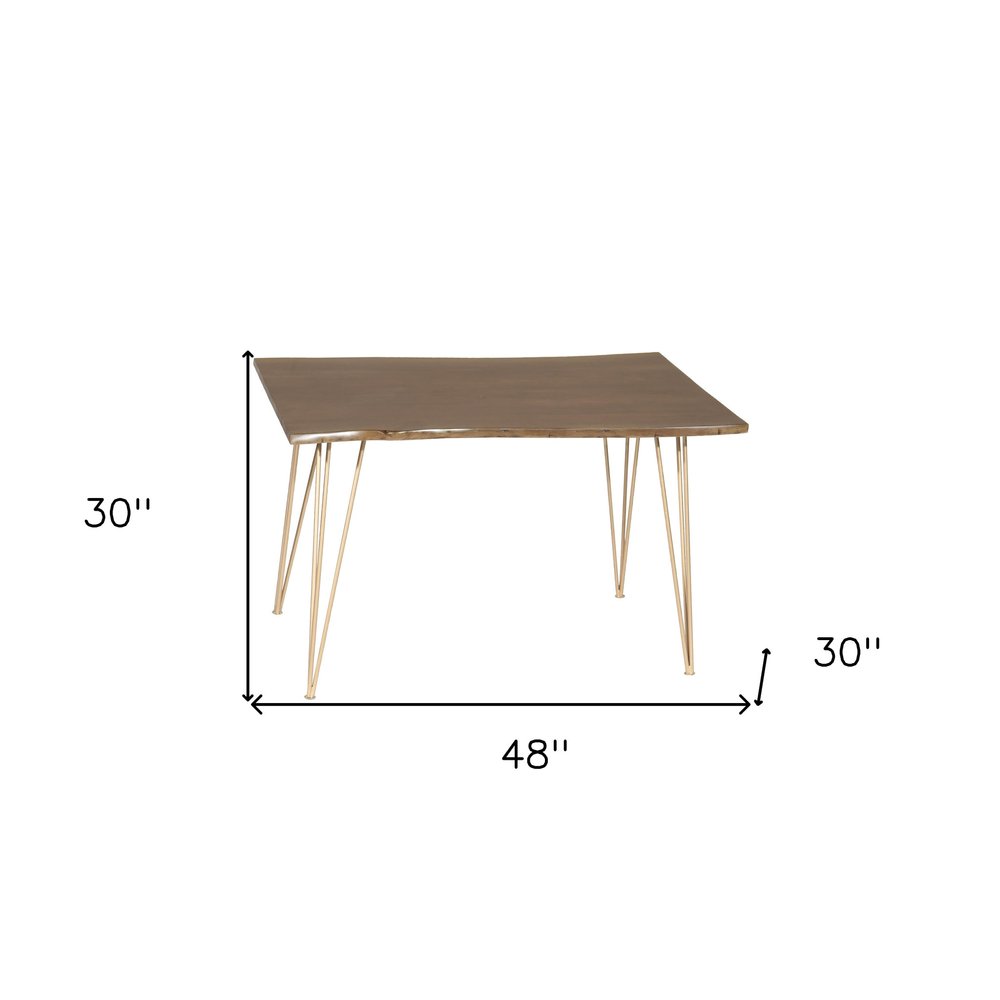 48" Brown And Gold Solid Wood And Iron Dining Table HomeRoots