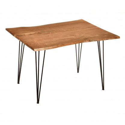 48" Brown And Black Solid Wood And Iron Dining Table HomeRoots