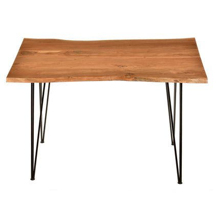 48" Brown And Black Solid Wood And Iron Dining Table HomeRoots