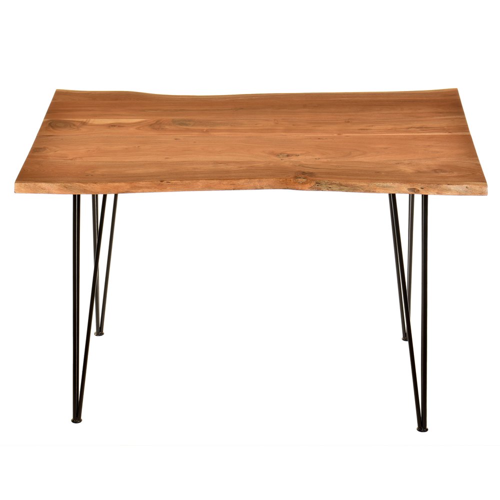 48" Brown And Black Solid Wood And Iron Dining Table HomeRoots