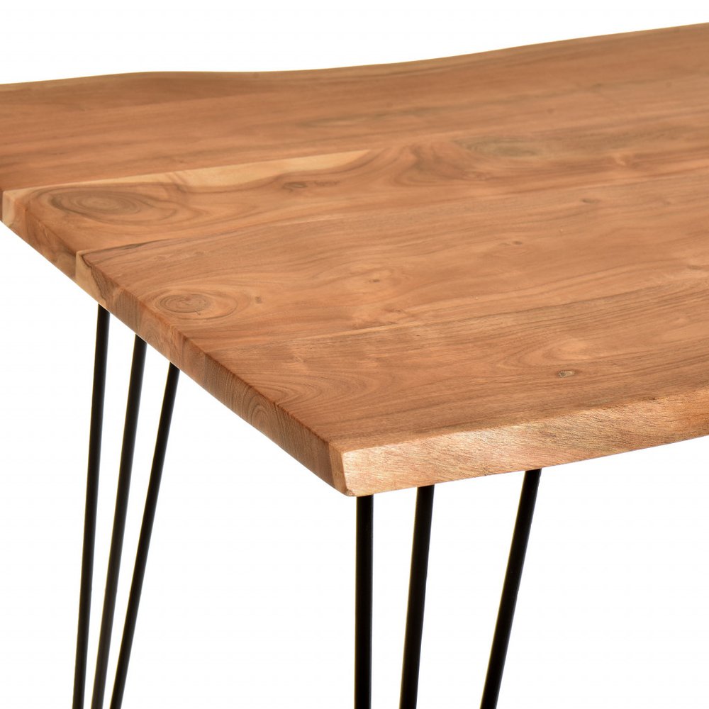 48" Brown And Black Solid Wood And Iron Dining Table HomeRoots