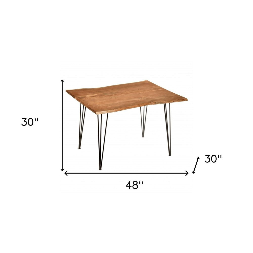 48" Brown And Black Solid Wood And Iron Dining Table HomeRoots