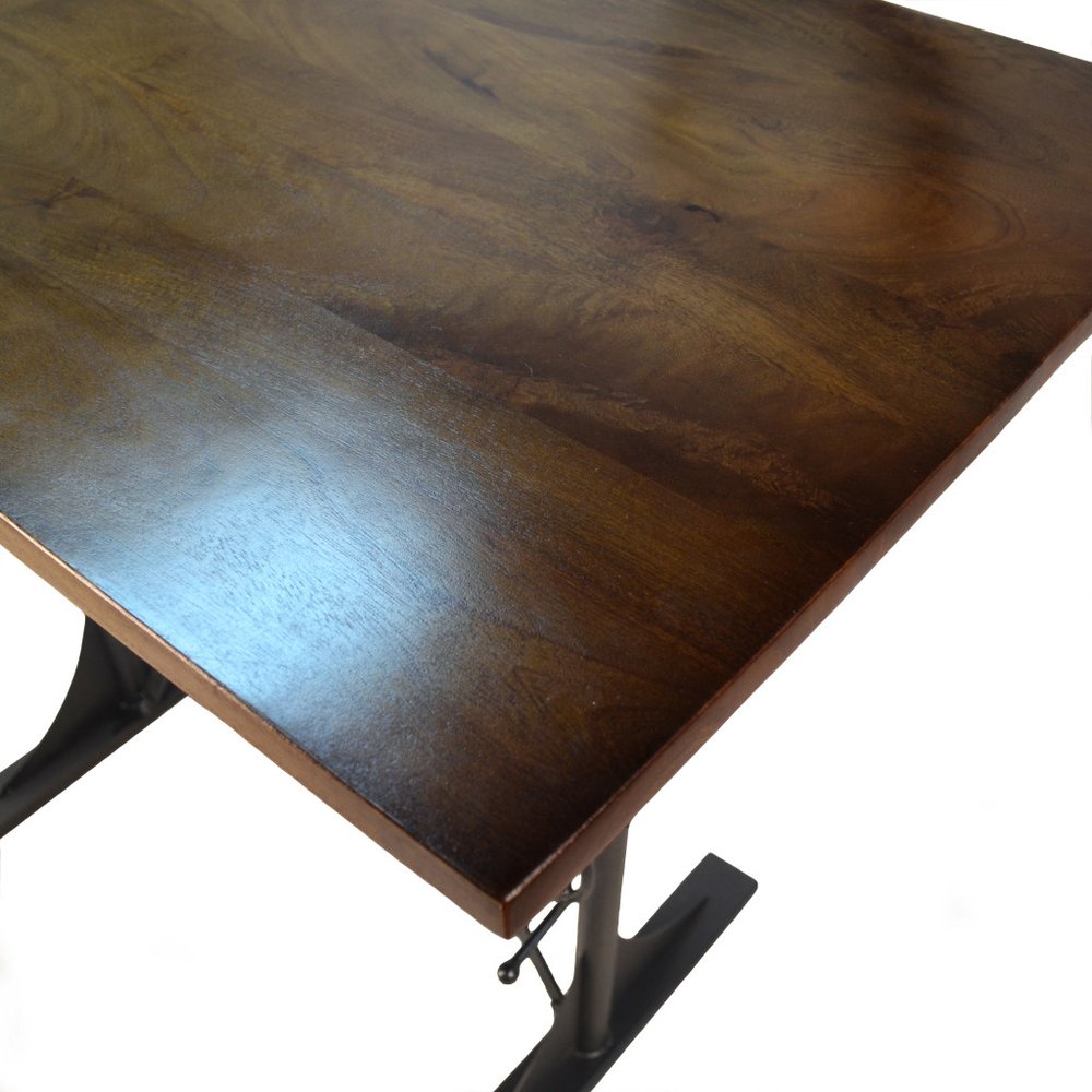 48" Brown And Black Solid Wood And Iron Trestle Base Dining Table HomeRoots