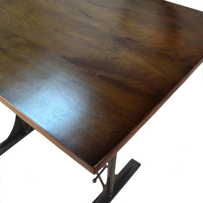 48" Brown And Black Solid Wood And Iron Trestle Base Dining Table HomeRoots
