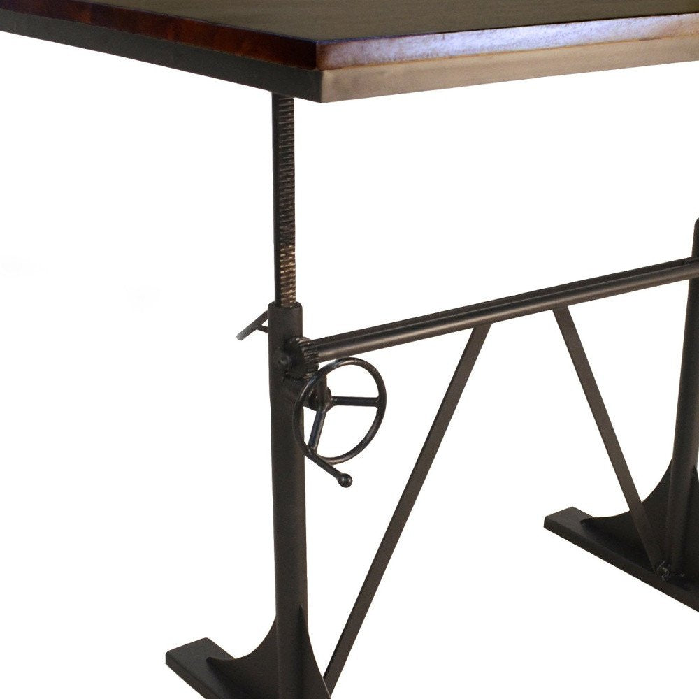 48" Brown And Black Solid Wood And Iron Trestle Base Dining Table HomeRoots