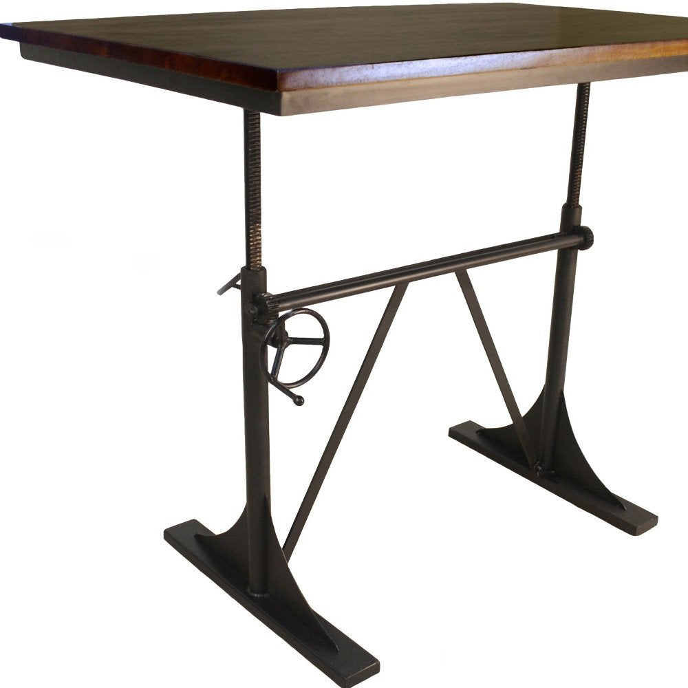 48" Brown And Black Solid Wood And Iron Trestle Base Dining Table HomeRoots