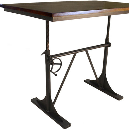 48" Brown And Black Solid Wood And Iron Trestle Base Dining Table HomeRoots